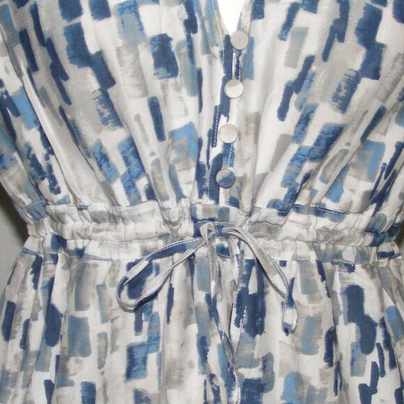 TOMMY BAHAMA Dress, M, Blue/Gray Rectangles, Drop shoulder, Above Knees - Picture 8 of 12